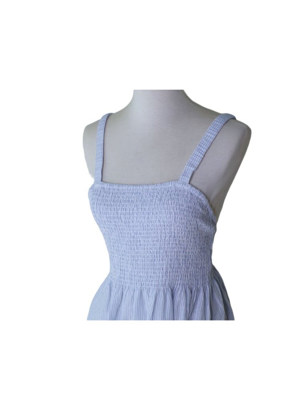 🆕J CREW Smocked Beach Dress Blue Stripe Cotton X-Small #BF192 - Picture 6 of 10
